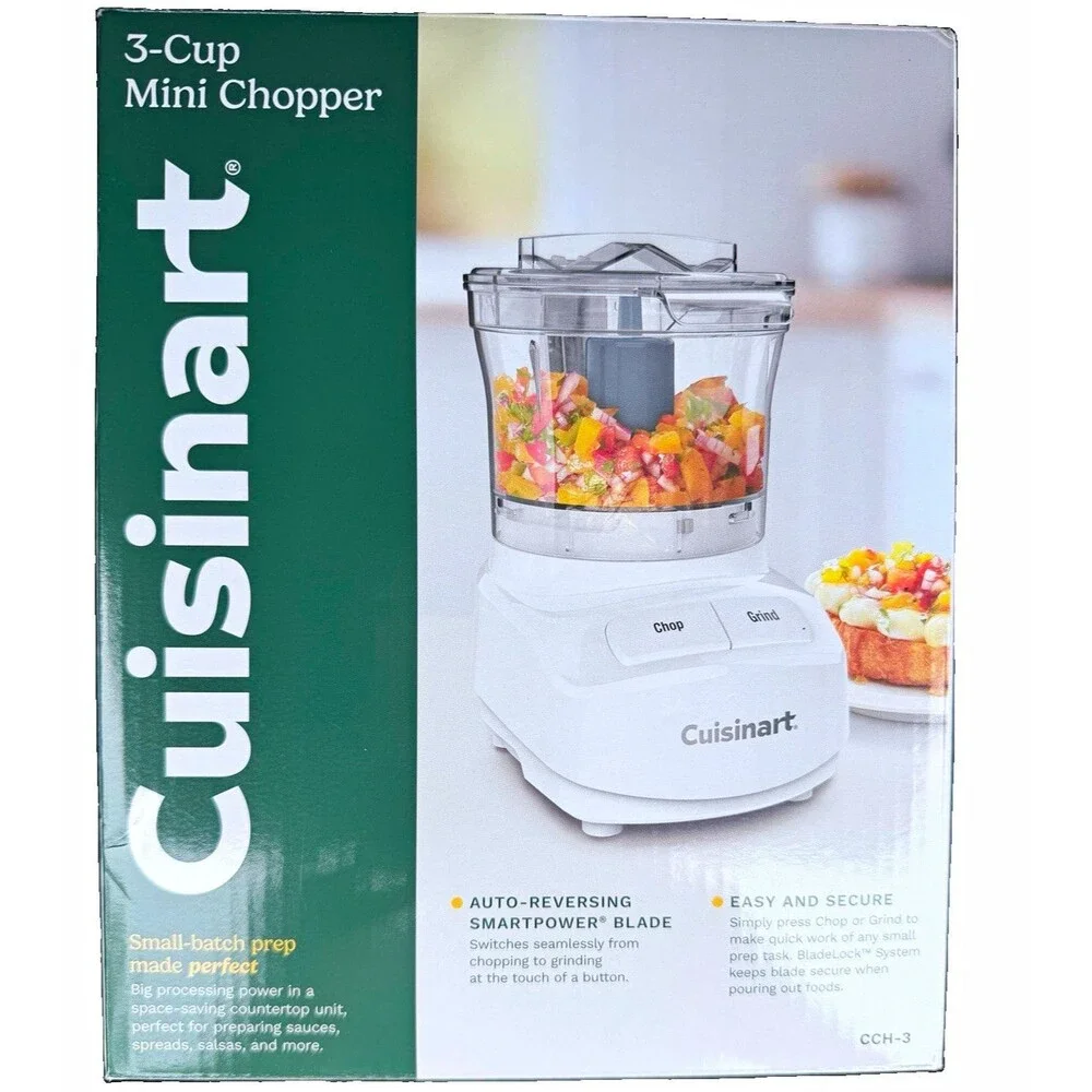 Cuisinart CCH-3 3-Cup Electric Mini Chopper White w/ Bowl & Blade